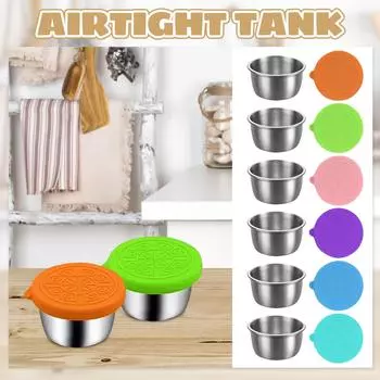 Нержавеющая стальная емкость для соусов с крышкойКонтейнер для заправки салатовНепротекаемая емкость для соусовПереносная коробка для ланчаСоусница One Size