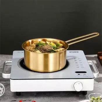 Нержавеющая стальная кастрюля для супа и молока для детской кухни, сковорода для разбрызгивания горячего масла, вареные яйца, лапша быстрого приготовления, кастрюля, плоская плита золотистый