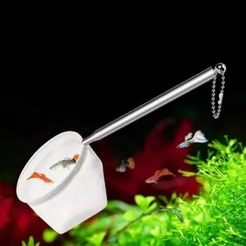 Нержавеющая стальная сетка для аквариума, сетка для креветок с длинной ручкой, практичная сетка для золотых рыбок, аквариум L-round