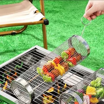 Нержавеющая стальная трубка для барбекю, корзина для барбекю на открытом воздухе, гриль из нержавеющей стали, принадлежности для пикника на открытом воздухе, кемпинга, барбекю S серебряный