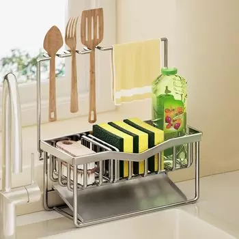 Нержавеющая сталь, нержавеющая губка Caddy для раковины, Caddy, держатель для губки, держатель для губки для кухонной раковины, органайзер для раковины S