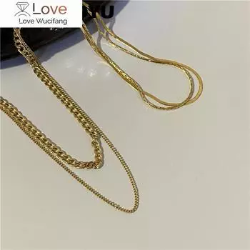 Нержавеющая сталь новый панк хип-хоп 2 слоя геометрический куб звено ожерелье для женщин подарок тренд чокер модные ювелирные изделия вечеринка