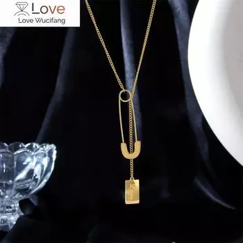 Нержавеющая сталь новый золотой цвет булавка ожерелье для женщин тонкий кулон аксессуары тренд подарок модные ювелирные изделия колье