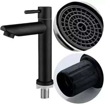 Нержавеющая сталь одинарный кран для мойки холодной воды с одной ручкой кран для умывальника кран для раковины на бортике для ванной комнаты кухни чёрный