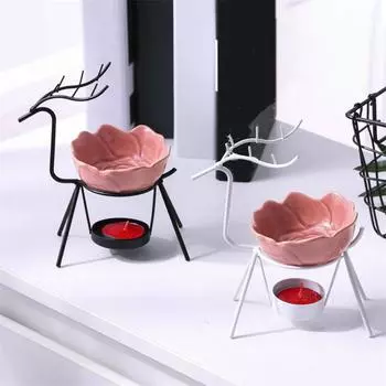 Нержавеющая сталь Олень Курильница Подсвечник Арома-Горелка Эфирное Масляная Лампа Украшение Гостиной Новогодние Украшения белый