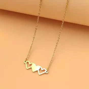 Нержавеющая сталь Персиковое сердце Сестры Семейное ожерелье, Персиковое сердце Три сестры Ожерелье