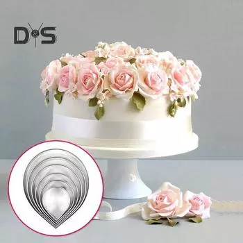 Нержавеющая сталь пищевой класс 6 шт./компл. формы для печенья антипригарные серебряные формы для выпечки с лепестками роз кухонные принадлежности серебряный