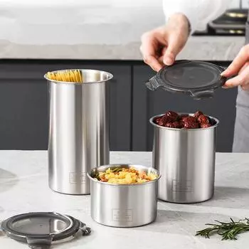 Нержавеющая сталь пищевые герметичные банки большой емкости для хранения зерна бутылка для хранения кофе с пряжкой кухонный инструмент для хранения