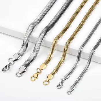 Нержавеющая сталь плоская змеиная кость ожерелье вакуумная плоская мягкая змеиная цепочка ювелирные изделия 2.4mm*45cm серебряный