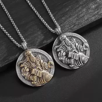 Нержавеющая сталь полированная винтажная подвеска викингов Одина, короля богов, ожерелье для мужчин в стиле хип-хоп-панк