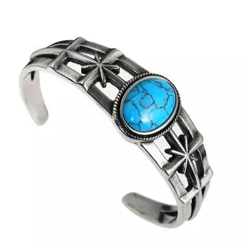 Нержавеющая сталь полые бирюзовый мужской браслет ретро стиль ювелирные изделия
