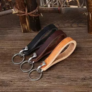 Нержавеющая сталь растительное дубление кожа чистая коровья кожа брелок ретро Амекадзи личность кожа автомобиль мотоцикл для мужчин и женщин