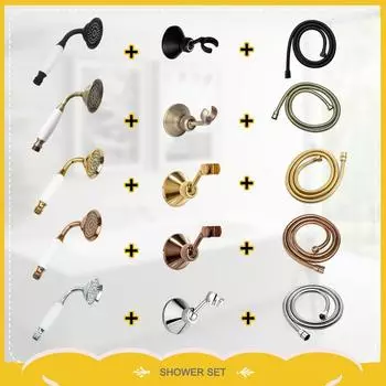 Нержавеющая сталь роскошная античная бронзовая ручная душевая лейка с держателем для душа 1,5 м шланг аксессуары для ванной комнаты душевая лейка