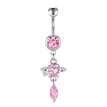 Нержавеющая сталь розовая точка дрель пупочное кольцо бабочка циркон простая пряжка для пупка украшение для пирсинга