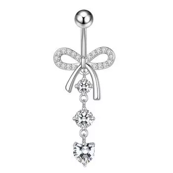 Нержавеющая сталь розовая точка дрель пупочное кольцо бабочка циркон простая пряжка для пупка украшение для пирсинга розовый