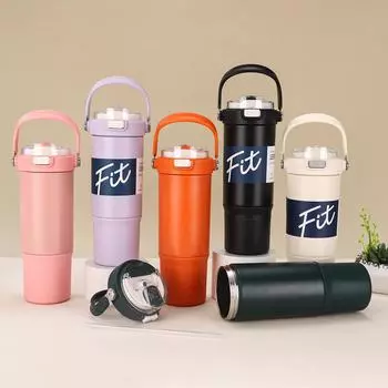 Нержавеющая сталь ручка автомобильная чашка двойной вакуумный пружинный чехол термос чашка для занятий спортом на открытом воздухе чайник 900ML