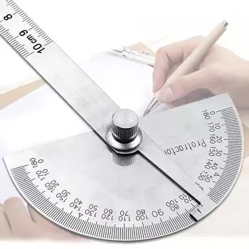 Нержавеющая сталь с круглой головкой 180 градусов транспортир угловой искатель вращающаяся измерительная линейка инструмент для машиниста 10 см линейка мастера белый