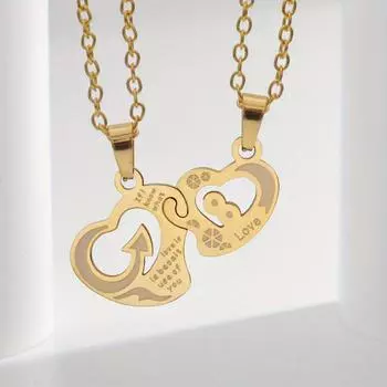 Нержавеющая сталь Сердце к сердцу влюбленных ожерелье рождественский подарок кулон в форме сердца серебряный