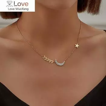 Нержавеющая сталь серебристого цвета луна ожерелья элегантные стразы ожерелья для женщин модные ювелирные изделия девушки колье