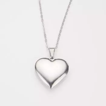 Нержавеющая сталь серебро золото пустое глянцевое открытое сердце фоторамка фото коробка ожерелье