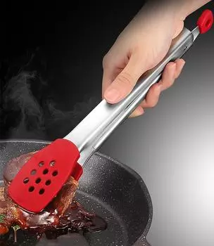 Нержавеющая сталь силиконовая головка щипцы для гриля барбекю антипригарный стейк барбекю еда зажим зажим кухонные принадлежности кухонные принадлежности для приготовления пищи чёрный