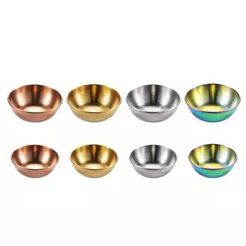 Нержавеющая сталь соусницы 4 шт Поднос для закусок Миска для макания Соевый уксус Блюдце Специи Приправа Тарелки Кухонная утварь