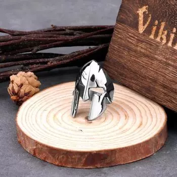 Нержавеющая сталь Спартанский солдатский шлем кольцо мужское древнее властное байкерское классическое мужество ретро высокий тренд вечерние ювелирные изделия подарок 7