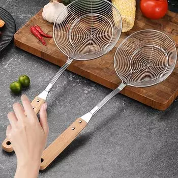 Нержавеющая сталь Spiders сито шумовка термостойкая ложка с деревянной ручкой для жарки и приготовления пищи кухонные принадлежности S