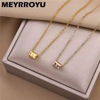 Нержавеющая сталь спиральный цилиндр кулон колье ожерелье для женщин подарок розовое золото модные роскошные украшения 2021 новый тренд