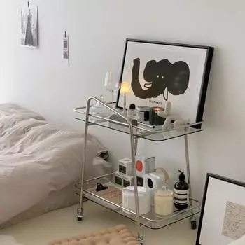 Нержавеющая сталь средневековая тележка многослойная складная стеклянная емкость для хранения чая стол Ins обеденный автомобиль мобильная стойка для хранения