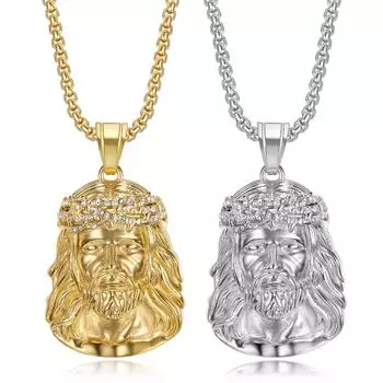 Нержавеющая сталь Титан Хип-Хоп Бог Иисус Подвеска Воротник Цепи Ожерелье для Мужчин Женщин Ювелирные Изделия