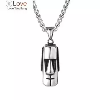 Нержавеющая сталь титан остров Пасхи моаи человек лицо статуя кулон воротник цепи ожерелье для мужчин женщин подарок ювелирные изделия 60cm