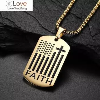 Нержавеющая сталь титановый флаг США вера английский значок кулон воротник цепи ожерелья для мужчин женщин пара подарок ювелирные изделия