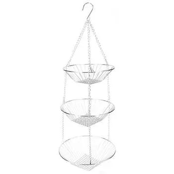 Нержавеющая сталь трехслойная подвесная корзина для фруктов, овощей и цветов держатель для хранения