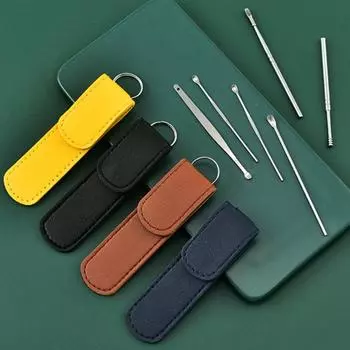 Нержавеющая сталь ушной совок спиральный ушной совок шесть частей инструмент для чистки ушей инструмент для чистки ушей синий