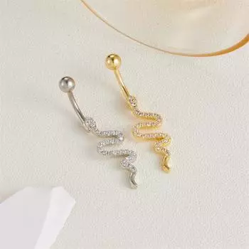 Нержавеющая сталь в форме змеи, пупок, гвоздь, модные пряные девушки, украшения для пирсинга, новый продукт с инкрустацией бриллиантами, циркон, пуговица для пупка, пуговица для ногтей one size