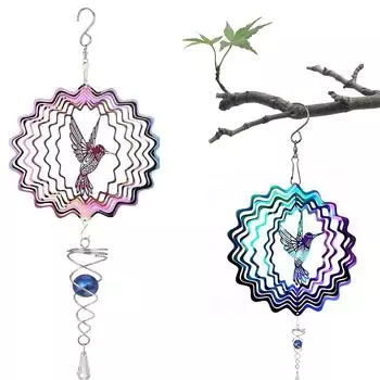 Нержавеющая сталь ветряной вертушка ловец креативный 3D градиент цвета бабочка подвесной колокольчик для украшения сада двора балкона