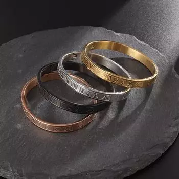 Нержавеющая сталь выгравированные римские цифры браслеты мужчины женщины ювелирные изделия аксессуары подарок