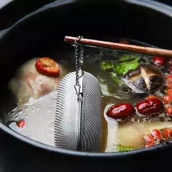 Нержавеющая сталь, заварочный чайник для специй, мелкая сетка, сетчатый фильтр для чая, травяной фильтр с удлиненной цепочкой, кухонные шарики для приправ