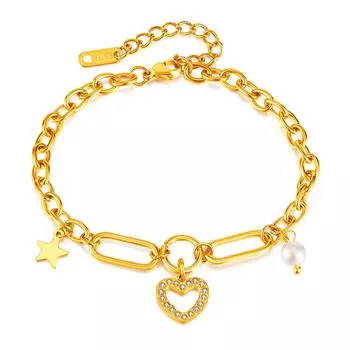 Нержавеющая сталь жемчуг пятиконечная звезда кулон темперамент универсальный браслет любви