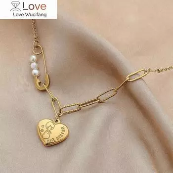 Нержавеющая сталь жемчужное ожерелье в форме скрепки в форме сердца для женщин цепочка романтический подарок на вечеринку модные ювелирные изделия