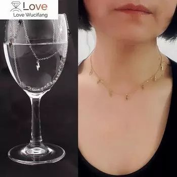 Нержавеющая сталь Женские подвески Ожерелья Ювелирные изделия Крест Молния Гексаграмма Чокер Ожерелье Цепь Золотые Девушки Kpop Ожерелья 40cm