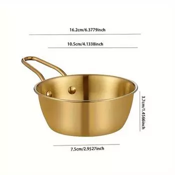 Нержавеющая сталь Золотая корейская рисовая миска для вина с ручкой, маленькая желтая миска для горячего и холодного вина, миска для приправ Silvery 2 Packs