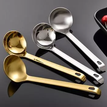 Нержавеющая сталь золотисто-серебряная суповая ложка для рамена половник домашняя посуда столовые приборы с длинной ручкой кухонные принадлежности аксессуары