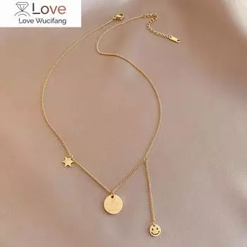 Нержавеющая сталь звезда письмо тег улыбающееся лицо ожерелье для женщин чокер модные вечерние модные украшения браслеты женские