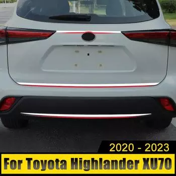 Нержавеющая задняя крышка багажника автомобиля, наклейка на заднюю дверь, аксессуары, полоса для Toyota Highlander XU70 Kluger 2020 2024 2024 2024