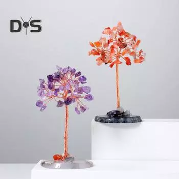 Нержавеющее искусственное дерево, стоящее шикарное бонсай, украшение для гостиной из искусственного хрусталя разноцветный