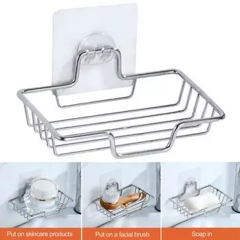 Нержавеющий держатель, полая полая полка для мыла из нержавеющей стали, дизайнерский настенный органайзер для мыла серебряный