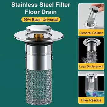 Нержавеющий кухонный аксессуар Стальные кухонные аксессуары Сливной кран для пола Фильтр для пищевых остатков Заглушка для раковины Антизапах Всплывающий 76mm