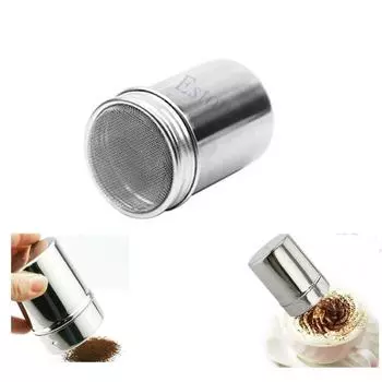 Нержавеющий шейкер для шоколада, драже, сахарная пудра, соль, какао, мука, сито для кофе, крышка
